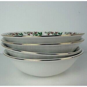Gibson Holiday Gold / Christmas Charm Delight Holiday Harmony 4 Cereal Bowls A